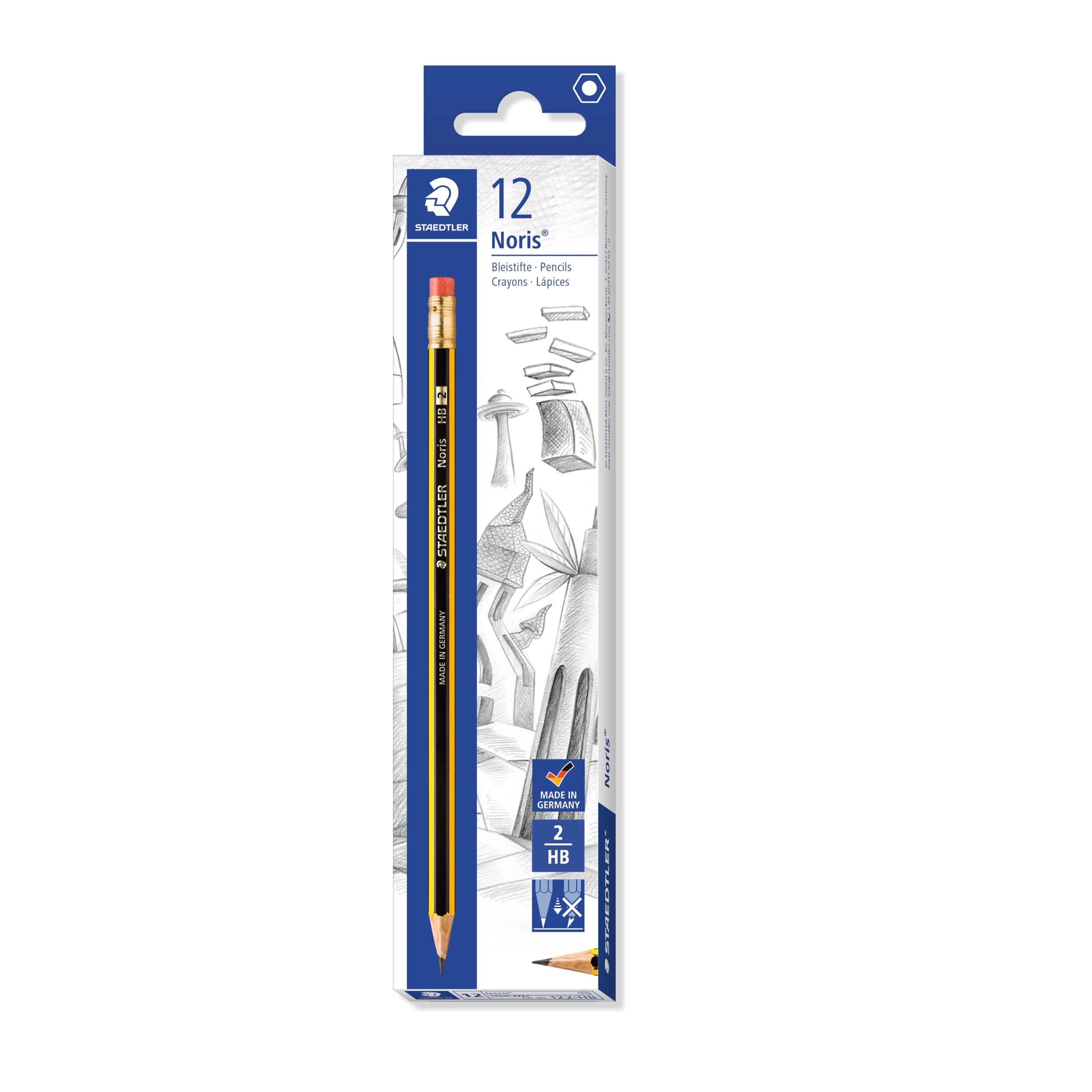 STAEDTLER Noris 122 Hb Pencil With Eraser Tip 12 Pcs