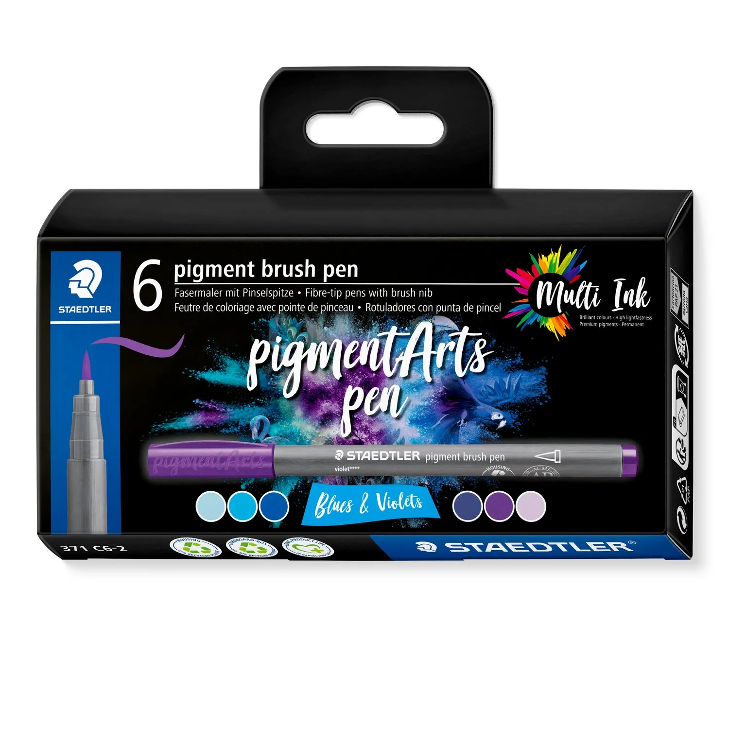 371 C6 2 STAEDTLER PIGMENT BRUSHPEN BLUE  AND VIOLET SET