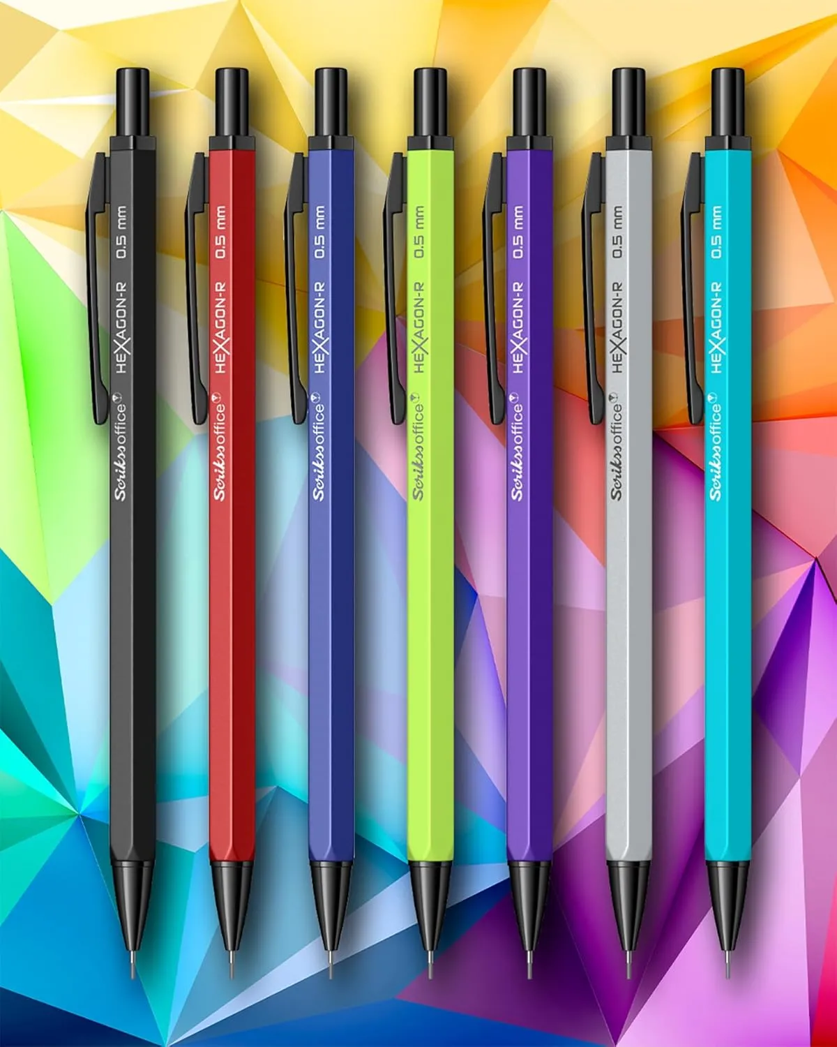Scrikss 0.5 mm Cute Aesthetic Mechanical Clutch Lead Pen Pencil | for Drafting Sketching Drawing | Blue Penpencil | Hexagon-R