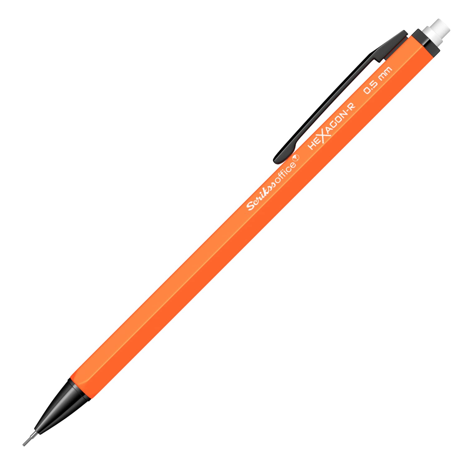 Scrikss 0.5 Mm Cute Aesthetic Mechanical Clutch Lead Pen Pencil | For Drafting Sketching Drawing | Orange Penpencil | Hexagon-R