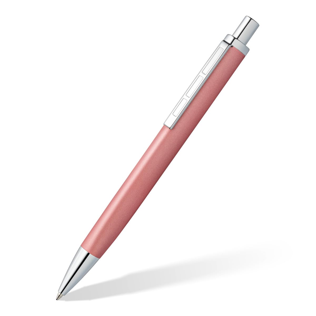 STAEDTLER Triplus 444 M20-3 Retractable Ballpoint Pen 444 M, Colour Radiant Rose, Metal Casing In Ergonomic Triangular Shape, Large Refill M, Ink Colour Blue, 444 M20-3