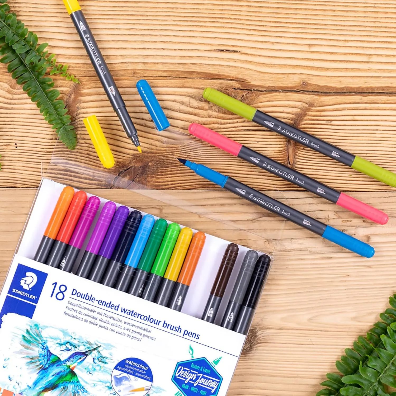 Staedtler Double Side Watercolour Fine Brush Pen Set (Pack of 18, Multicolor)