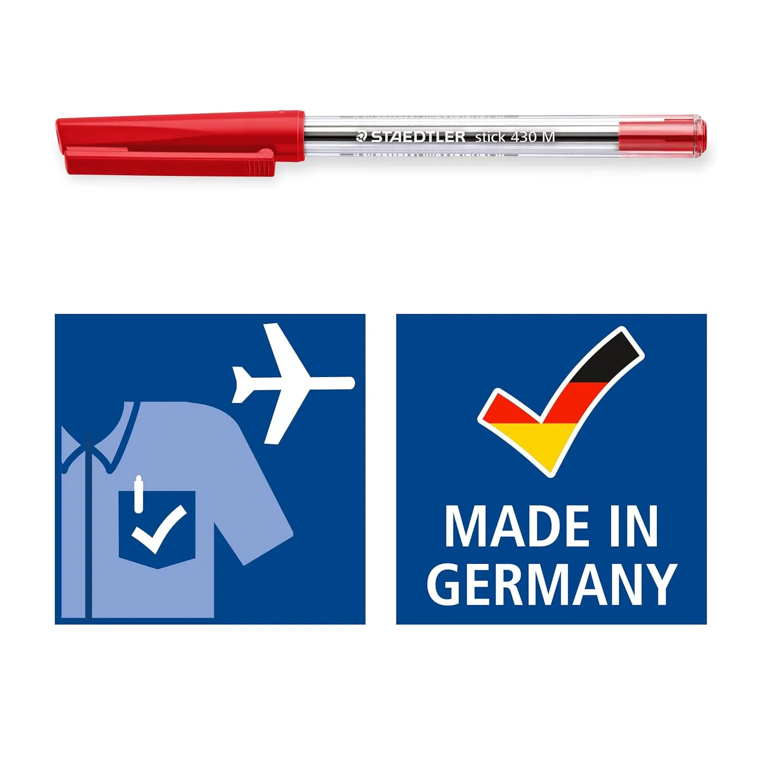 Staedtler Stick 430 M-9 Medium Ballpoint Pen - Pack of 10 (Black)