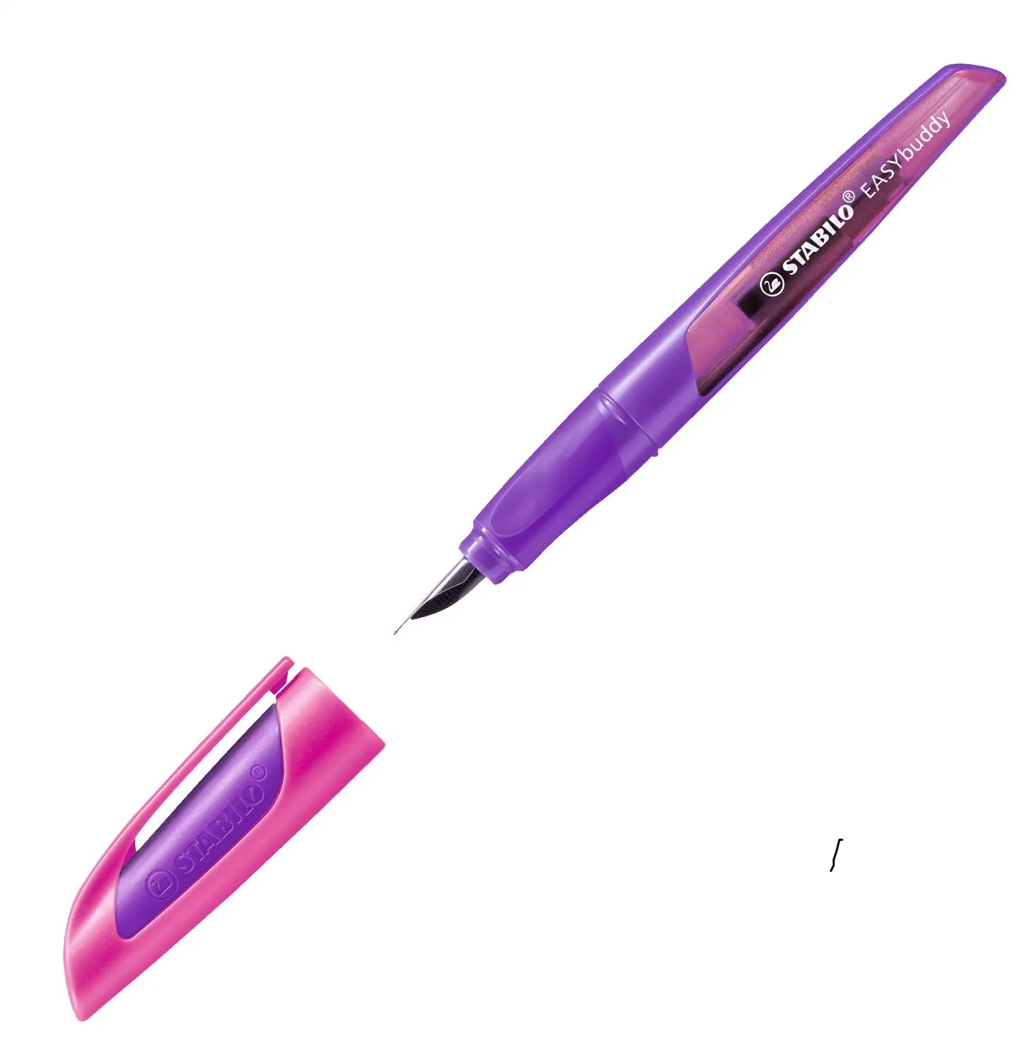 STABILO EASYbuddy - School Fountain Pen for Left-Handers, with erasable Blue Ink and Left Handed Nib - Purple/Magenta