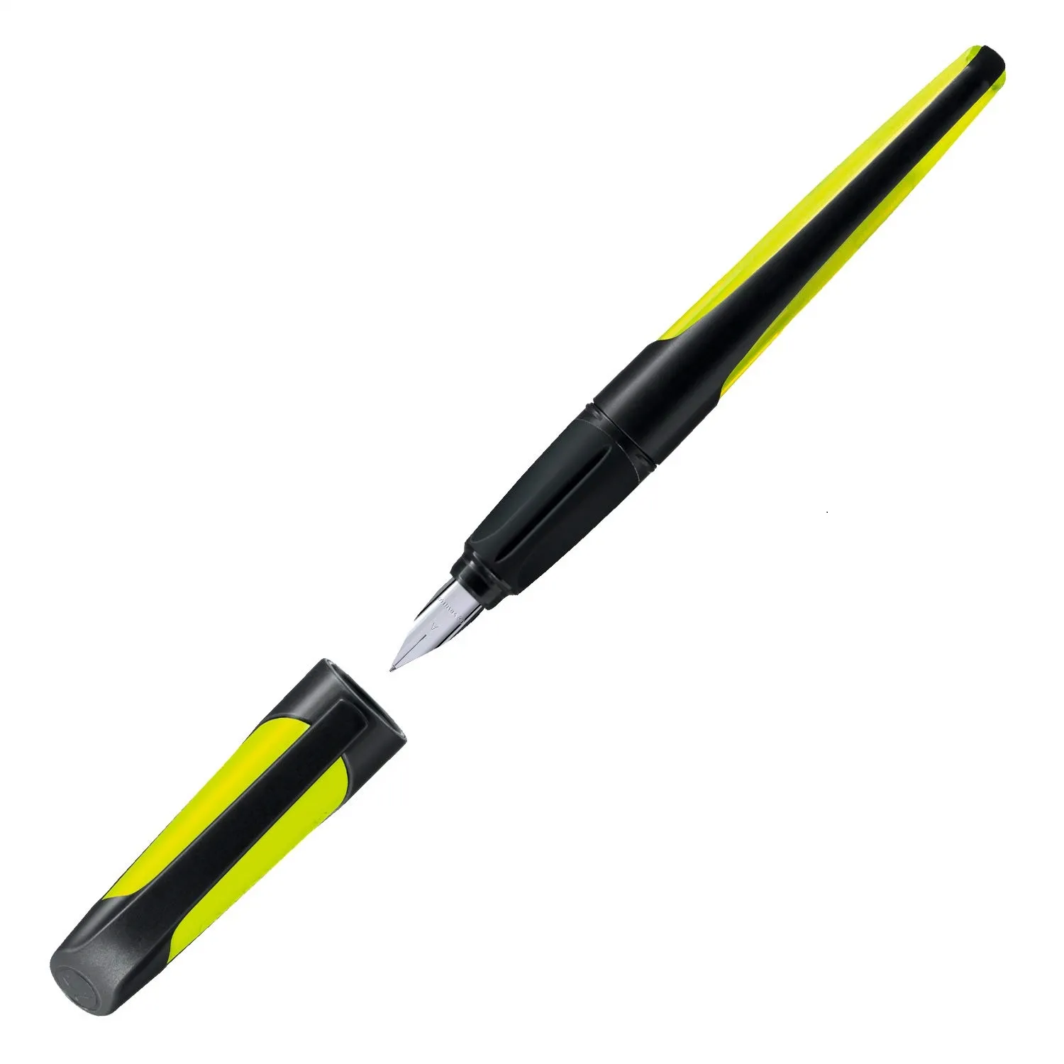 STABILO EASYbuddy - School Fountain Pen for Beginners, with erasable Blue Ink and adapted Nib - Black/Lime