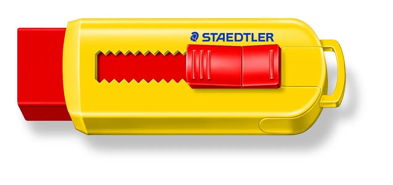 Staedtler 525 PS1 S PVC-Free Eraser with Sliding Plastic Sleeves - Assorted Colours - Pack of 12