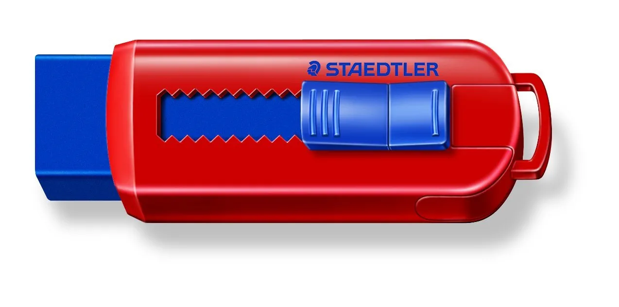 Staedtler 525 PS1 S PVC-Free Eraser with Sliding Plastic Sleeves - Assorted Colours - Pack of 12
