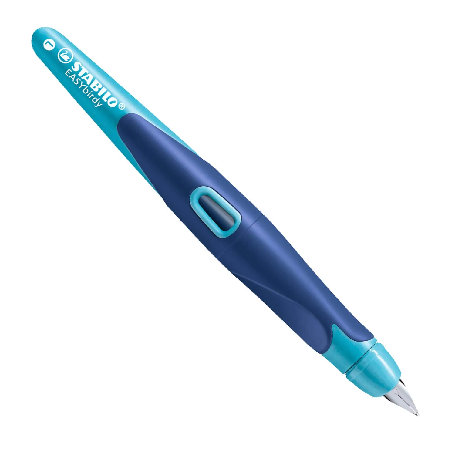STABILO Ergonomic School Fountain Pen EASYbirdy - M Nib - Left Handed - Midnight Blue/Azure