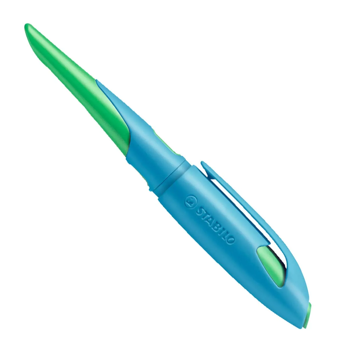STABILO Ergonomic School Fountain Pen EASYbirdy - M Nib - Left Handed - Sky Blue/Grass Green