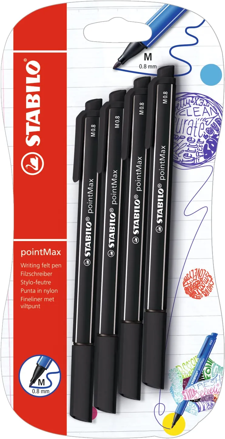 STABILO Fineliner pointMax - Pack of 4 - Black