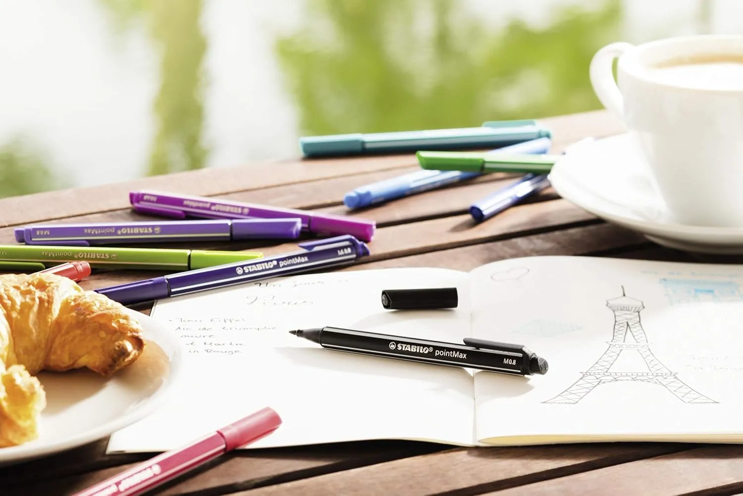 STABILO Fineliner pointMax - Pack of 4 - Black, Ultramarine, Carmine, Green
