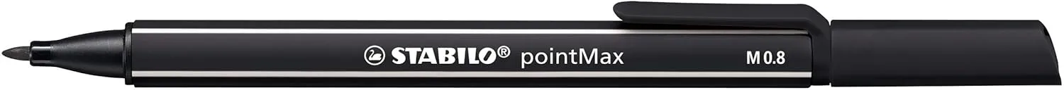 STABILO Fineliner pointMax - Pack of 4 - Ultramarine, Black, Carmine, Green