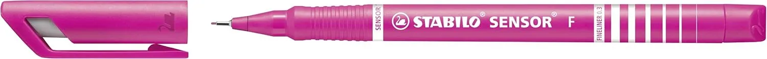 STABILO Fineliner with Cushioned F-Tip SENSOR F - Pack of 10 - Pink