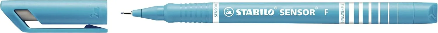 STABILO Fineliner with Cushioned F-Tip SENSOR F - Pack of 10 - Turquoise