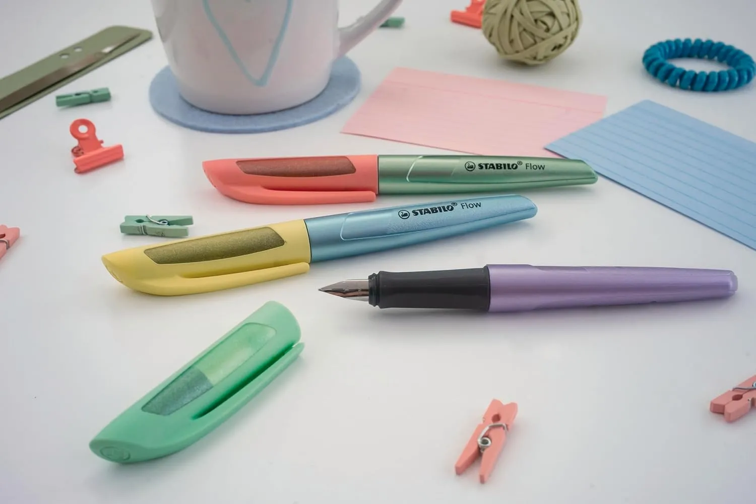 STABILO Flow COSMETIC, Fountain Pen - Citrus Chill with 1 blue ink catridge