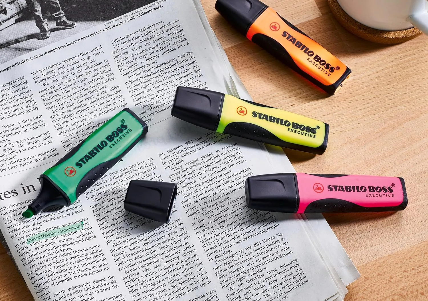 STABILO Highlighter BOSS EXECUTIVE - Pack of 4 - green, pink, orange, yellow