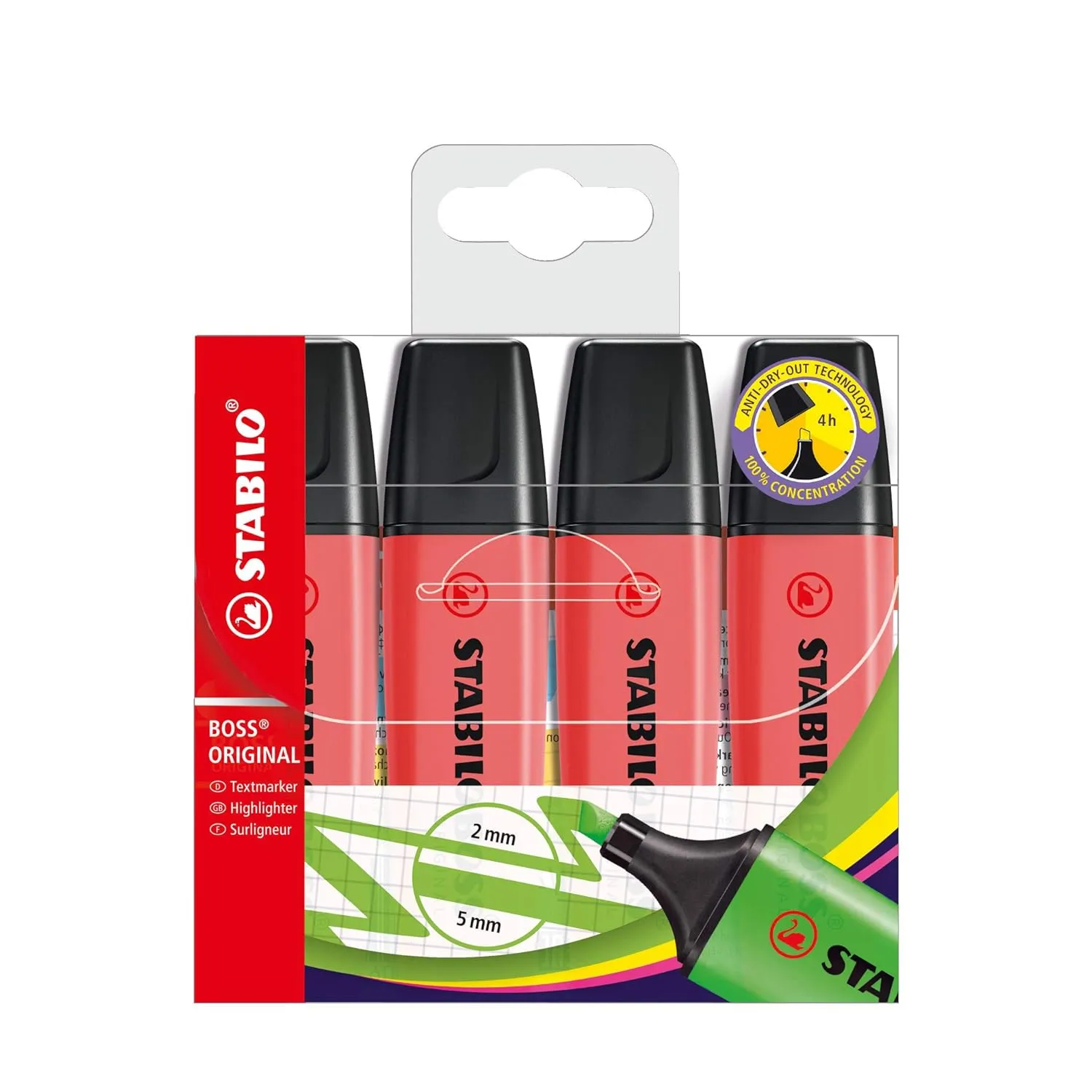 STABILO Highlighter BOSS ORIGINAL - Pack of 4 - Pink