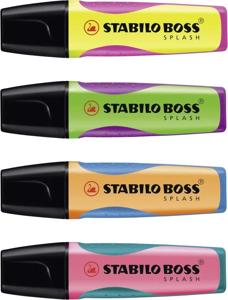 STABILO Highlighter BOSS SPLASH - Wallet of 4 - Assorted Colours