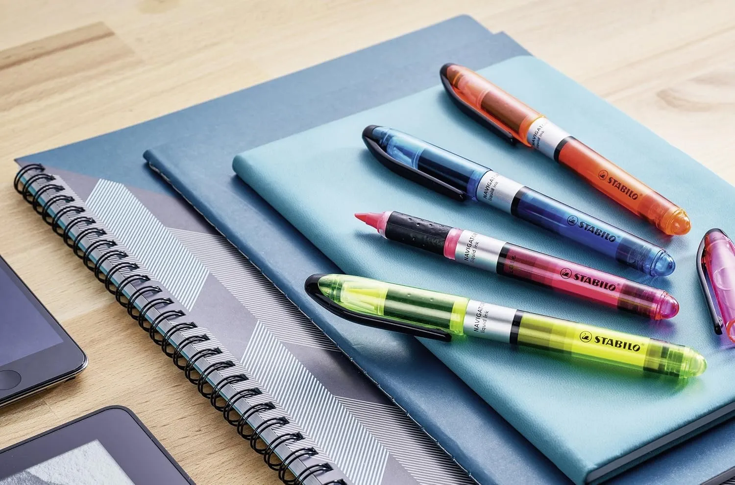 STABILO Highlighter Pen Set | NAVIGATOR | Green Orange Pink Yellow