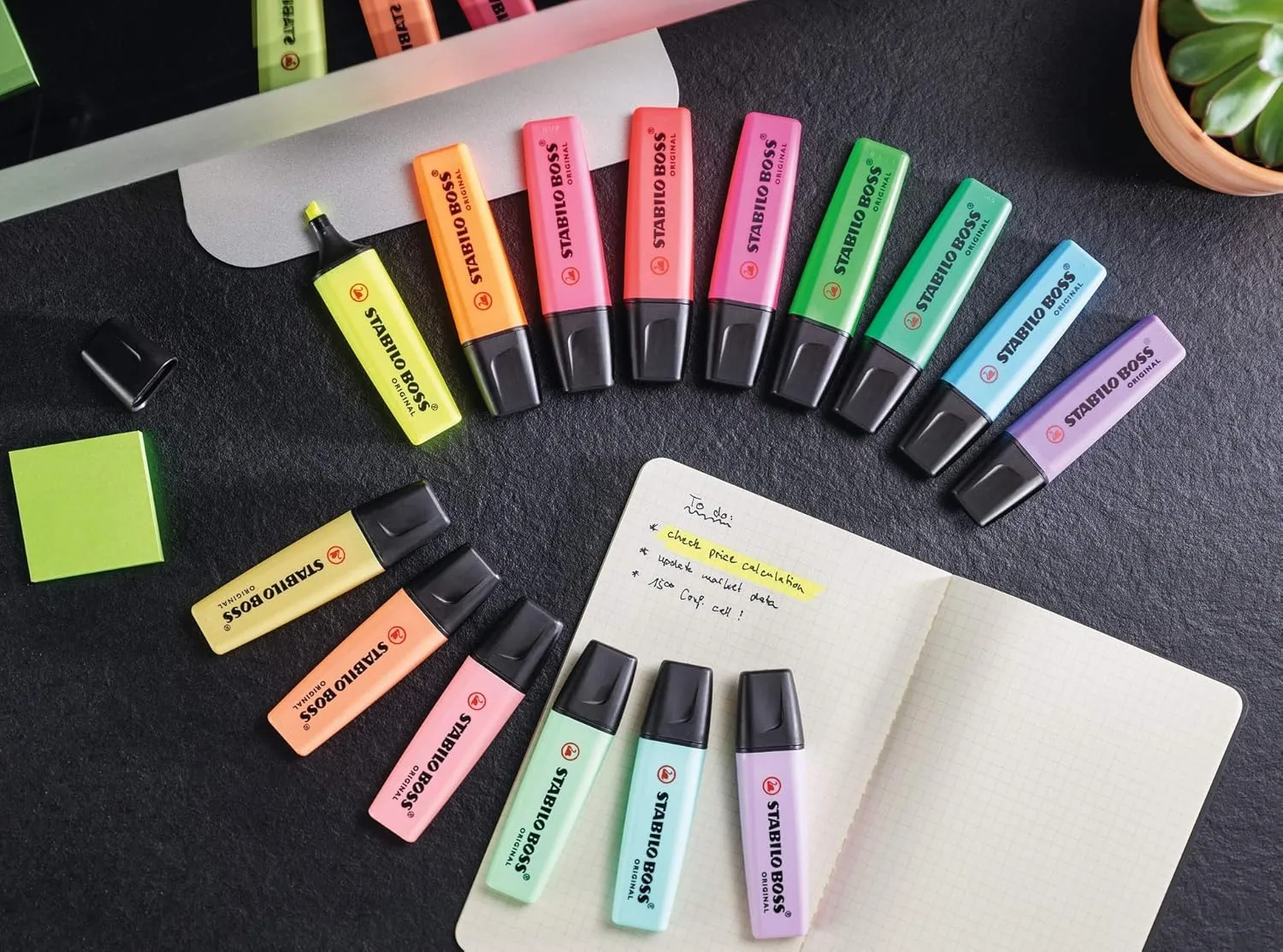 STABILO Highlighter Pen Set BOSS ORIGINAL | Big Box of 4 Fluorescent Colours | Yellow, Orange, Green, Pink