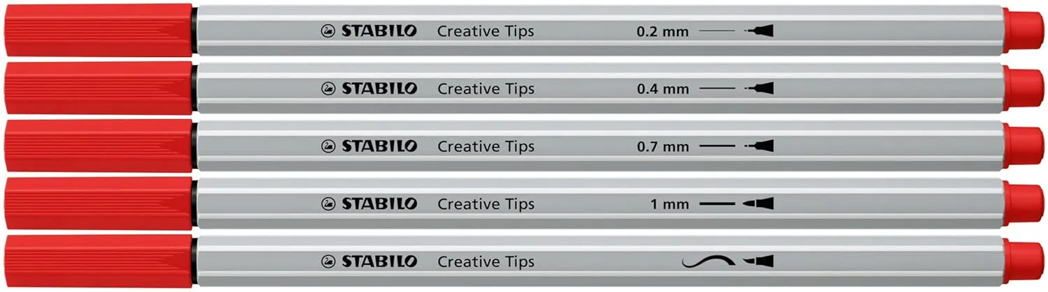 STABILO Multi Liner Set Creative Tips - Arty - 30 Metal Case - Classic - in 6 Mixed Colours