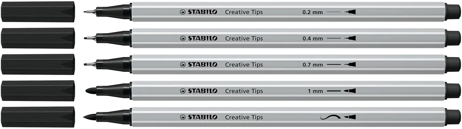 STABILO Multi Liner Set Creative Tips – Arty – Pack of 5 – Black