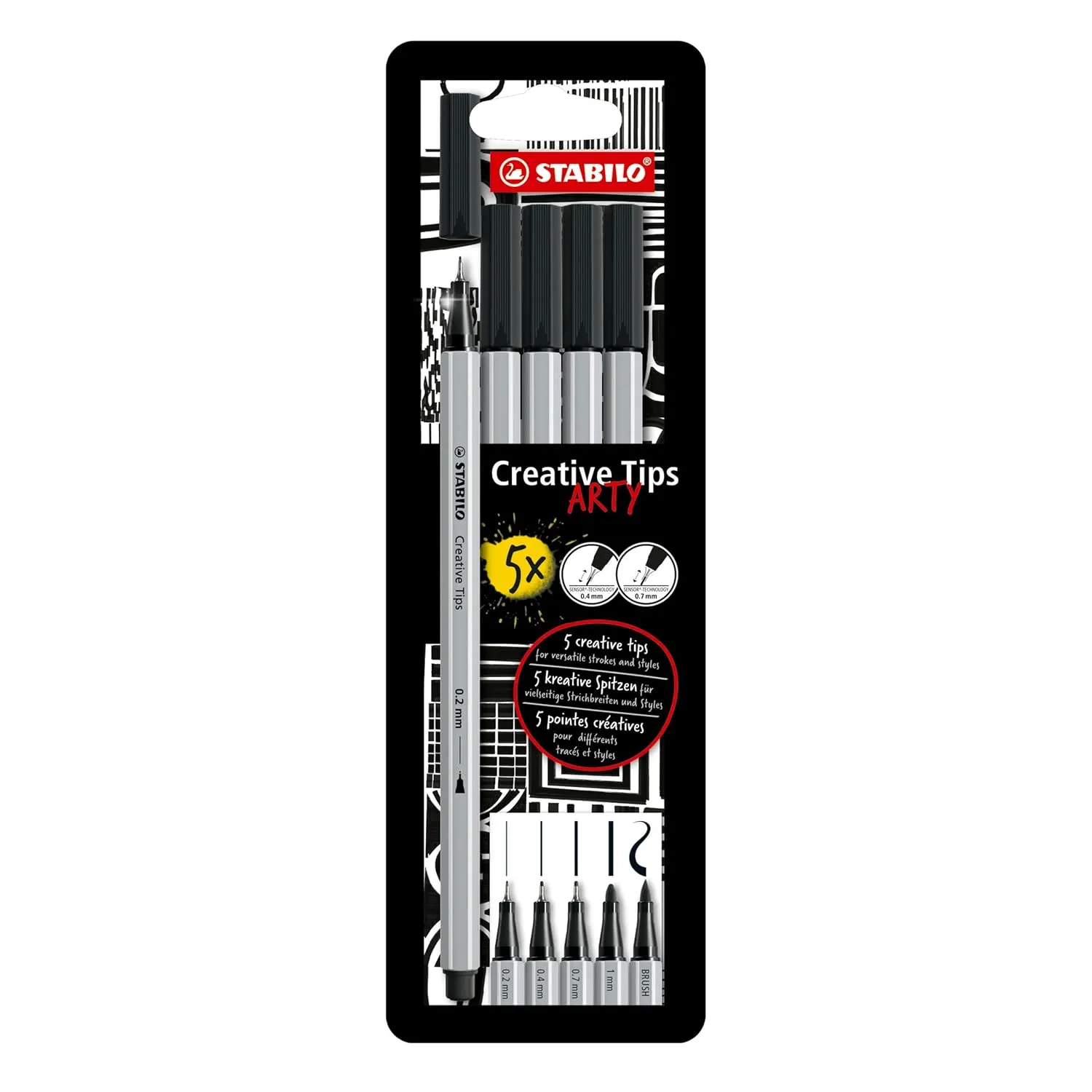 STABILO Multi Liner Set Creative Tips – Arty – Pack of 5 – Black