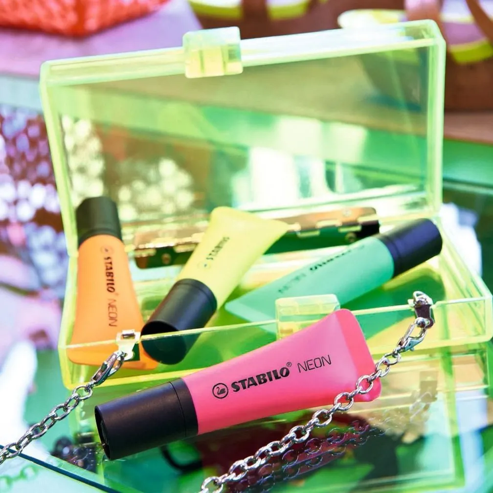 STABILO NEON Highlighter Pen | Yellow Green Pink | Pack of 3