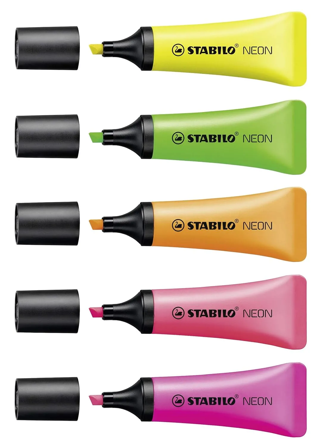 STABILO Neon Highlighter Pen Set | Yellow Green Pink Orage Magenta | Multicolor