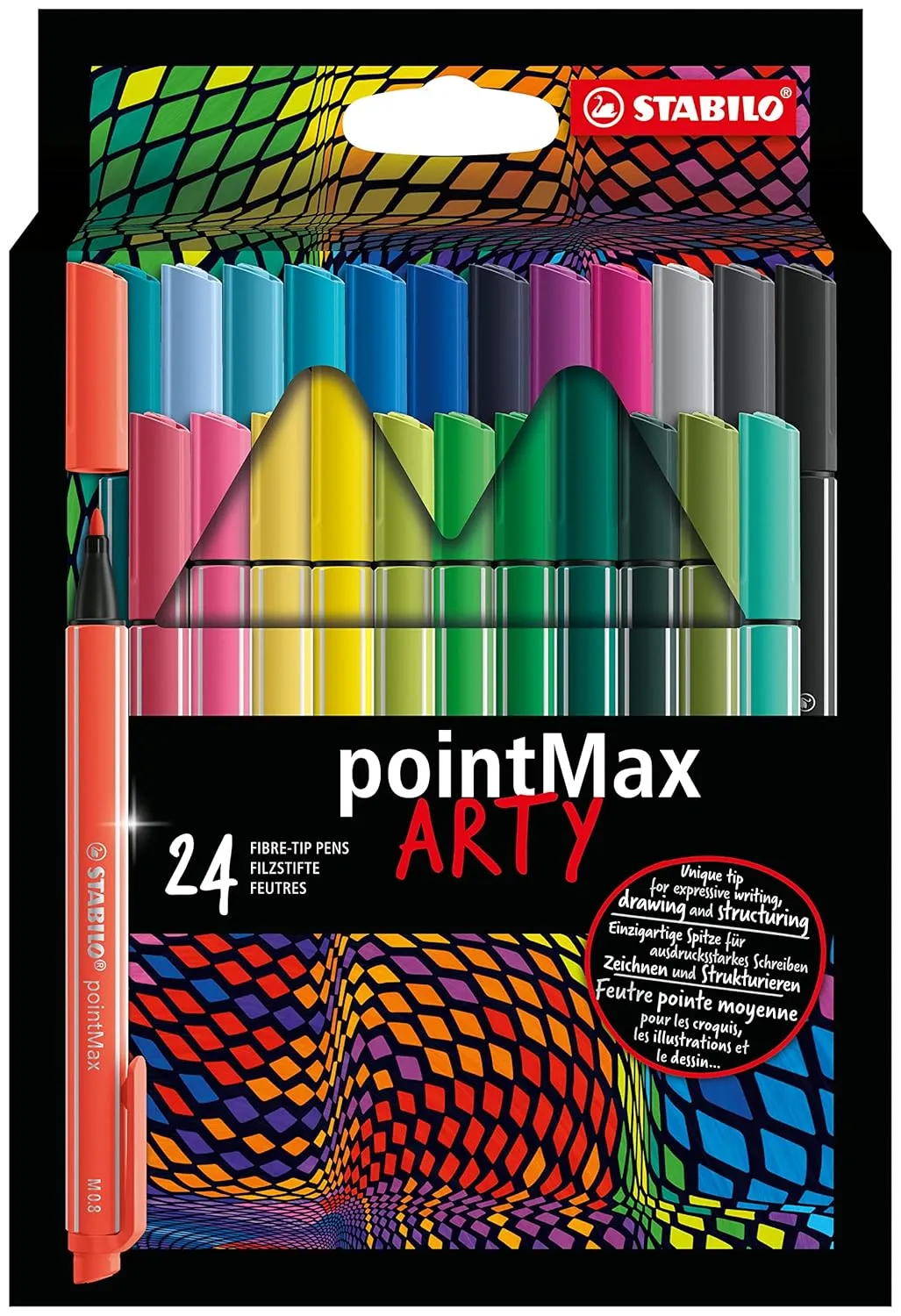 STABILO Nylon Tip Writing Pen pointMax ARTY card wallet of 24 assorted colours
