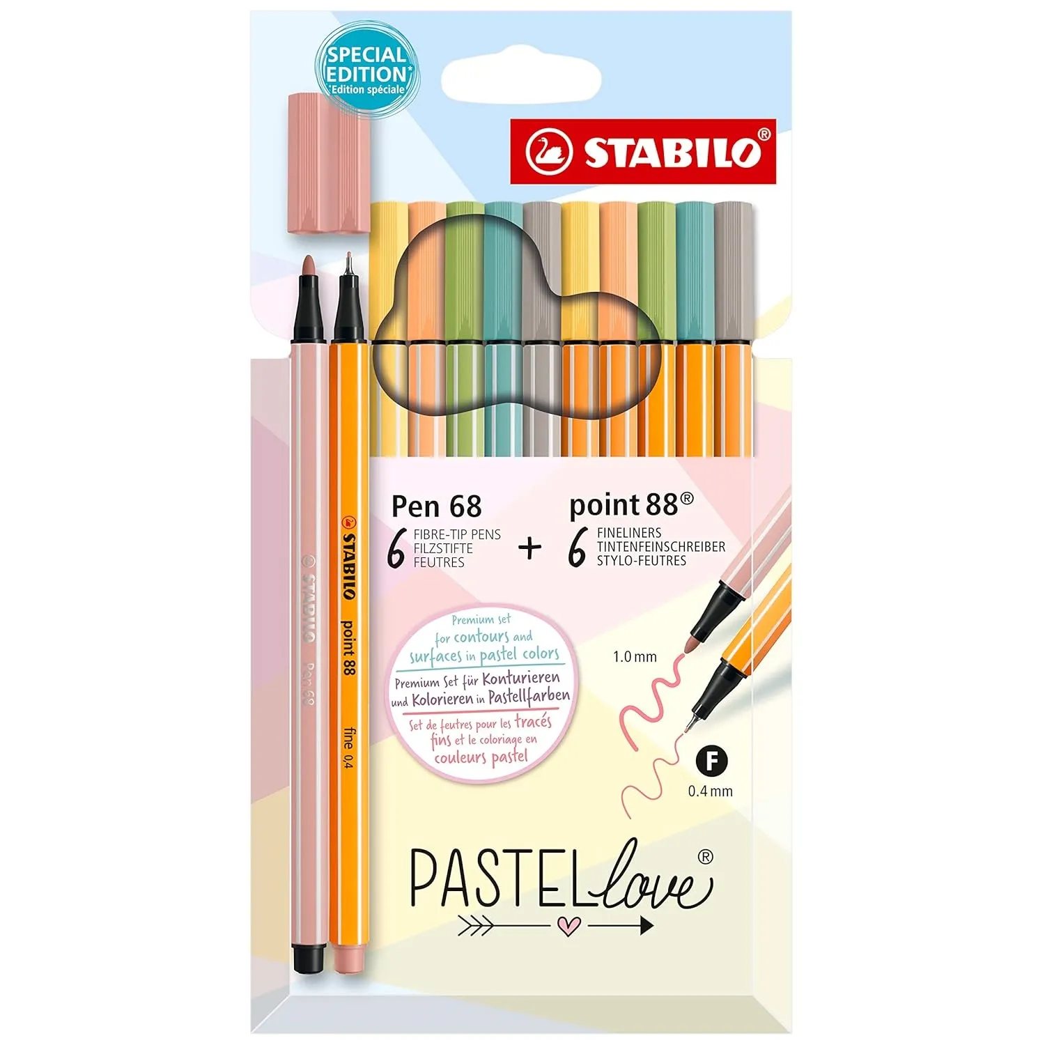 STABILO Pastellove Pen Set - Pack of 12 - Fineliner
