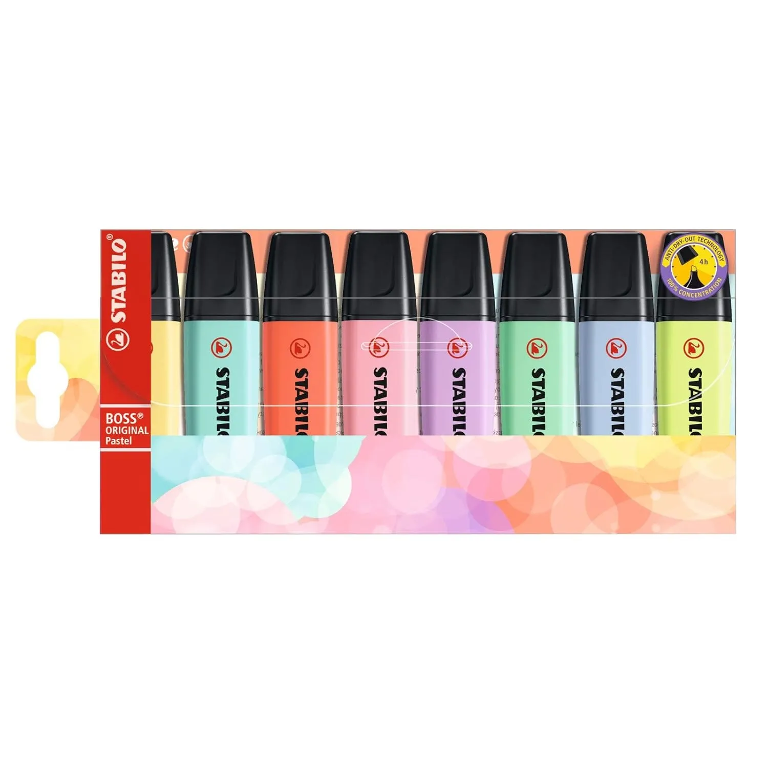 STABILO BOSS ORIGINAL Pastel - Highlighter Pen - Wallet of 8 - Assorted Colours
