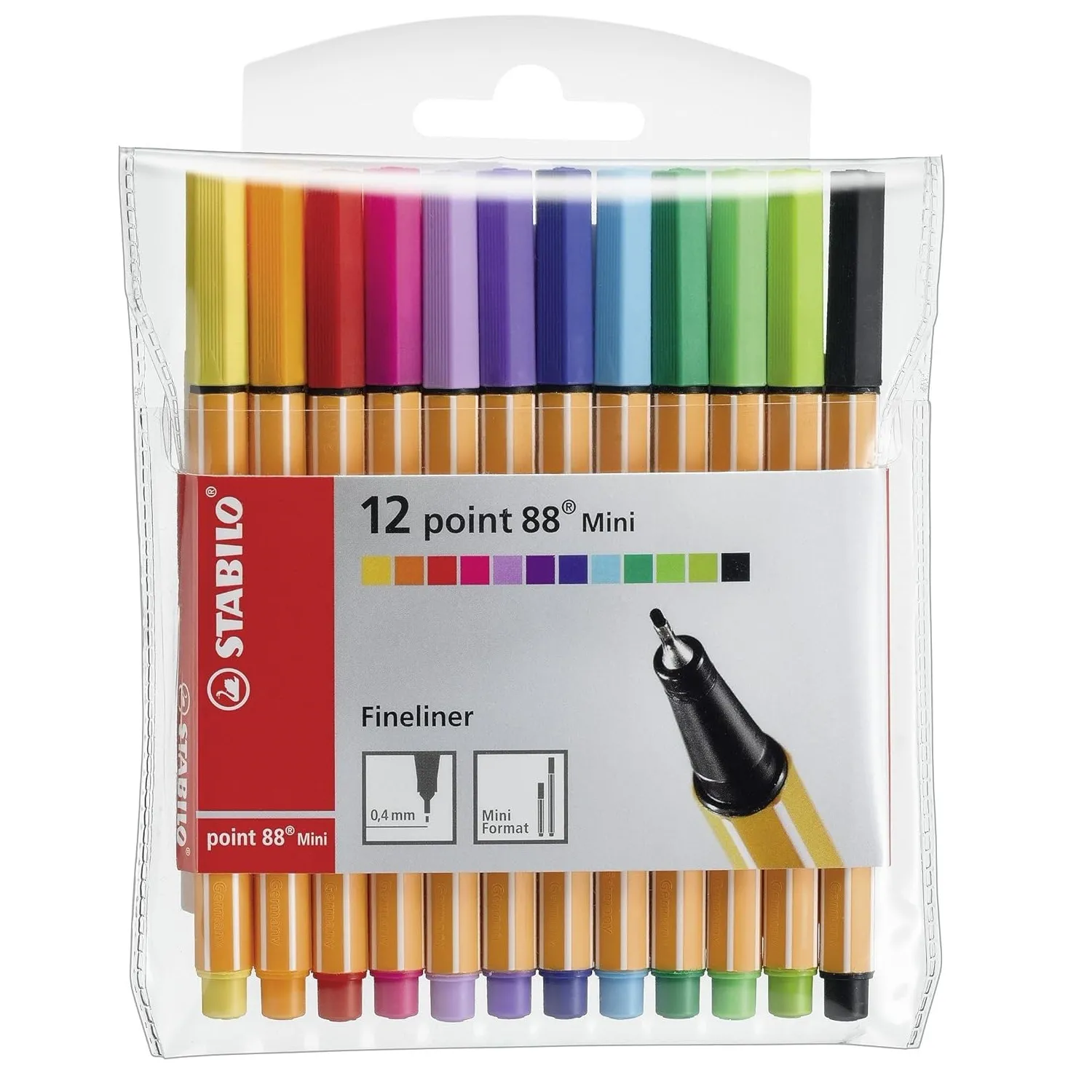 STABILO Point 88 Mini - Fineliner - Wallet of 12 (Assorted Colours)