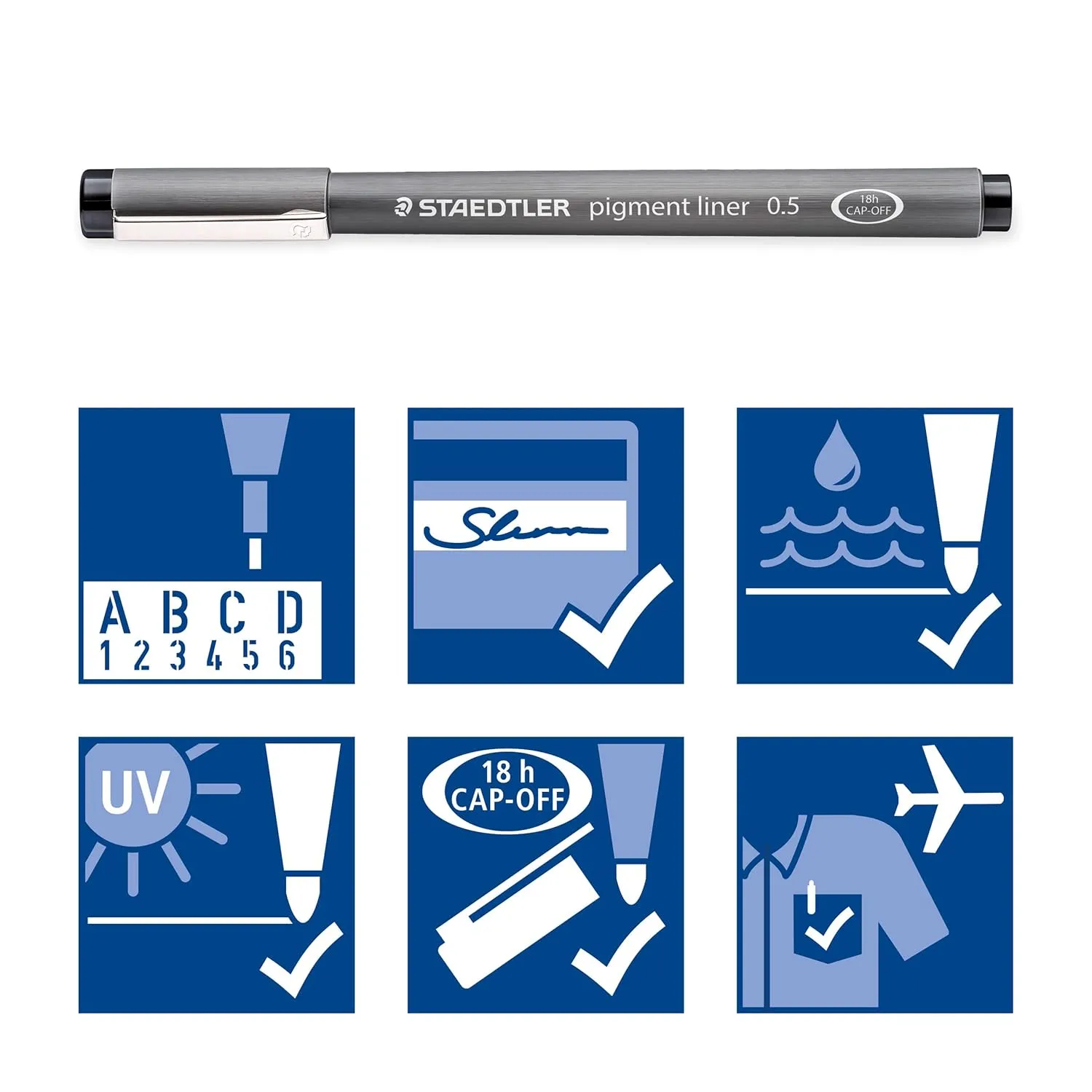 Staedtler Pigment Liner Fineliner Pen Set (Pack of 6) Black