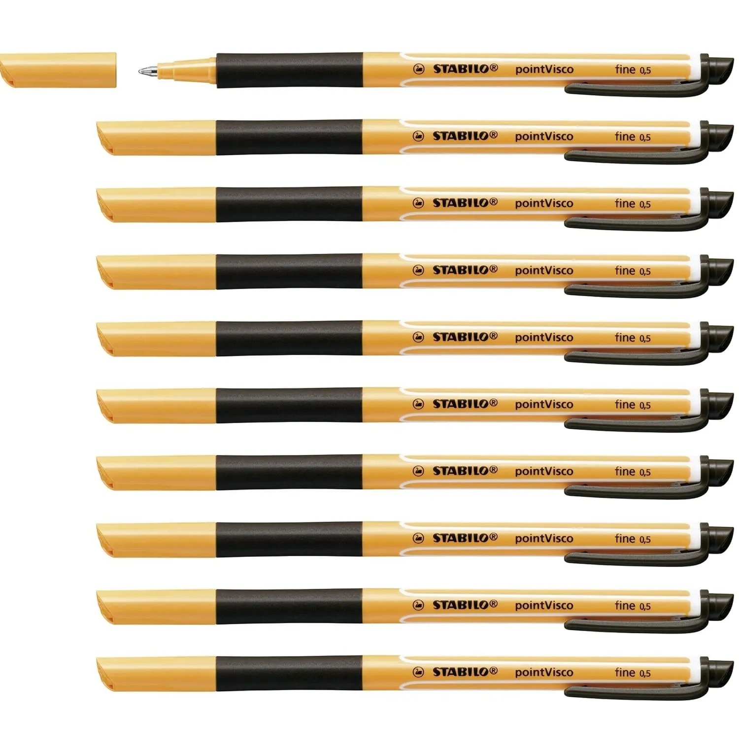 STABILO pointVisco - Gel Rollerball - Box of 10 Pens - Black