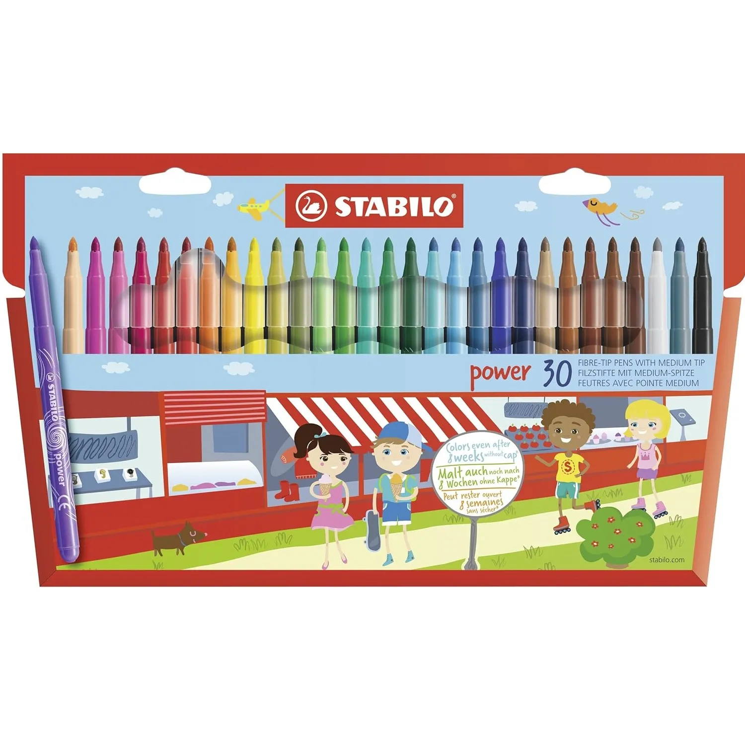 STABILO Power Wallet Coloring Pens, Set of 30, Multicolored