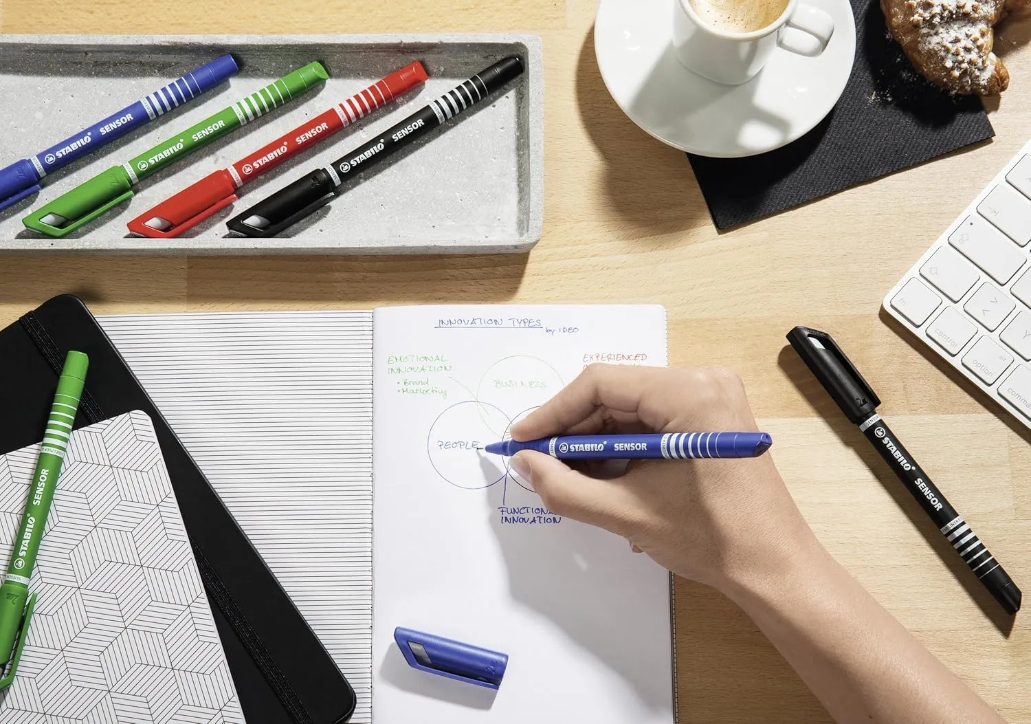 STABILO SENSOR F - Fineliner Pen - Box of 10 - Black