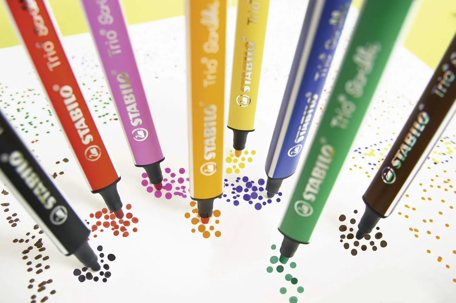 STABILO Triangular Fibre-Tip Pen Trio Scribbi - Deskset of 12 - Assorted Colours