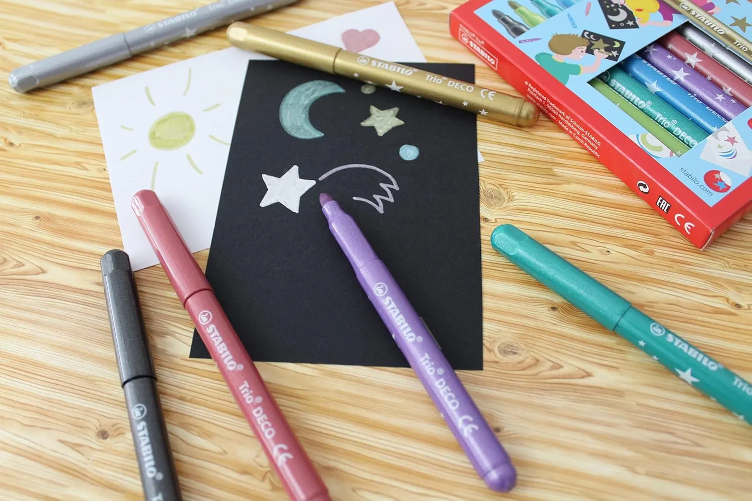 STABILO Trio Deco - Metallic Felt -Tip Pen - Wallet of 8 assorted colours