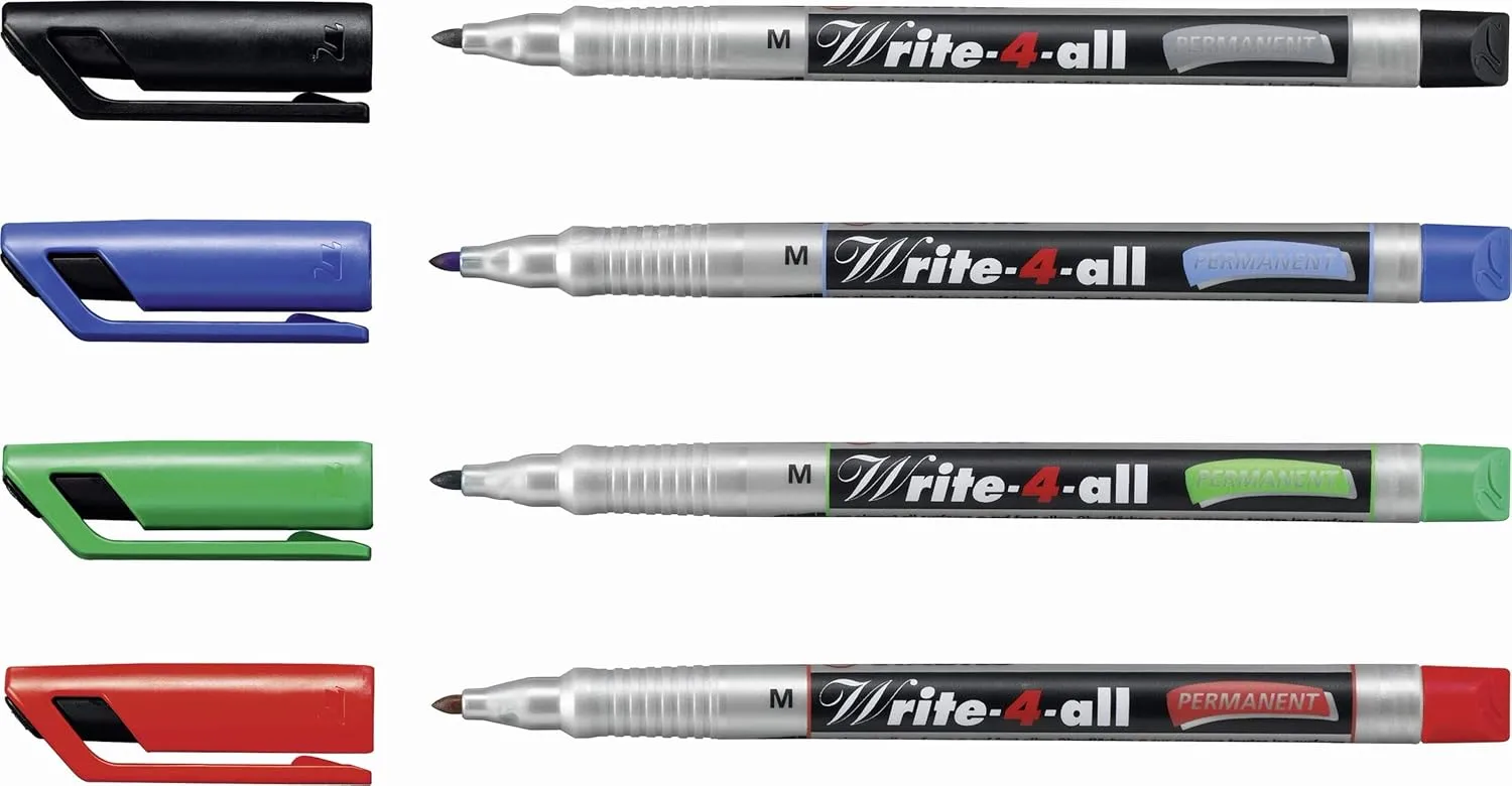 STABILO Write-4-all 146-4 Permanent Marker Pen Case Medium 1mm Pack Of 4
