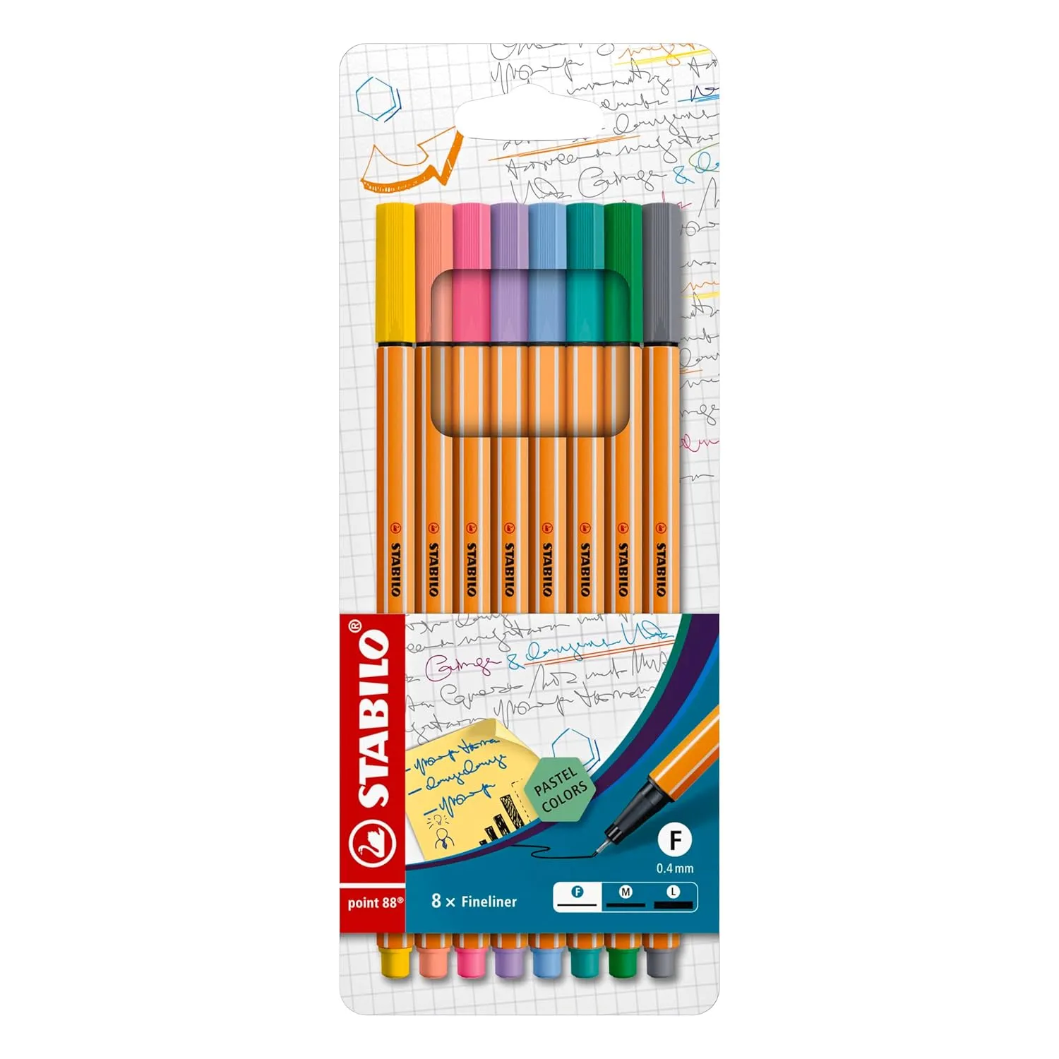 STABILO Point 88 - Fineliner Pack of 8 (Pastel Colours)