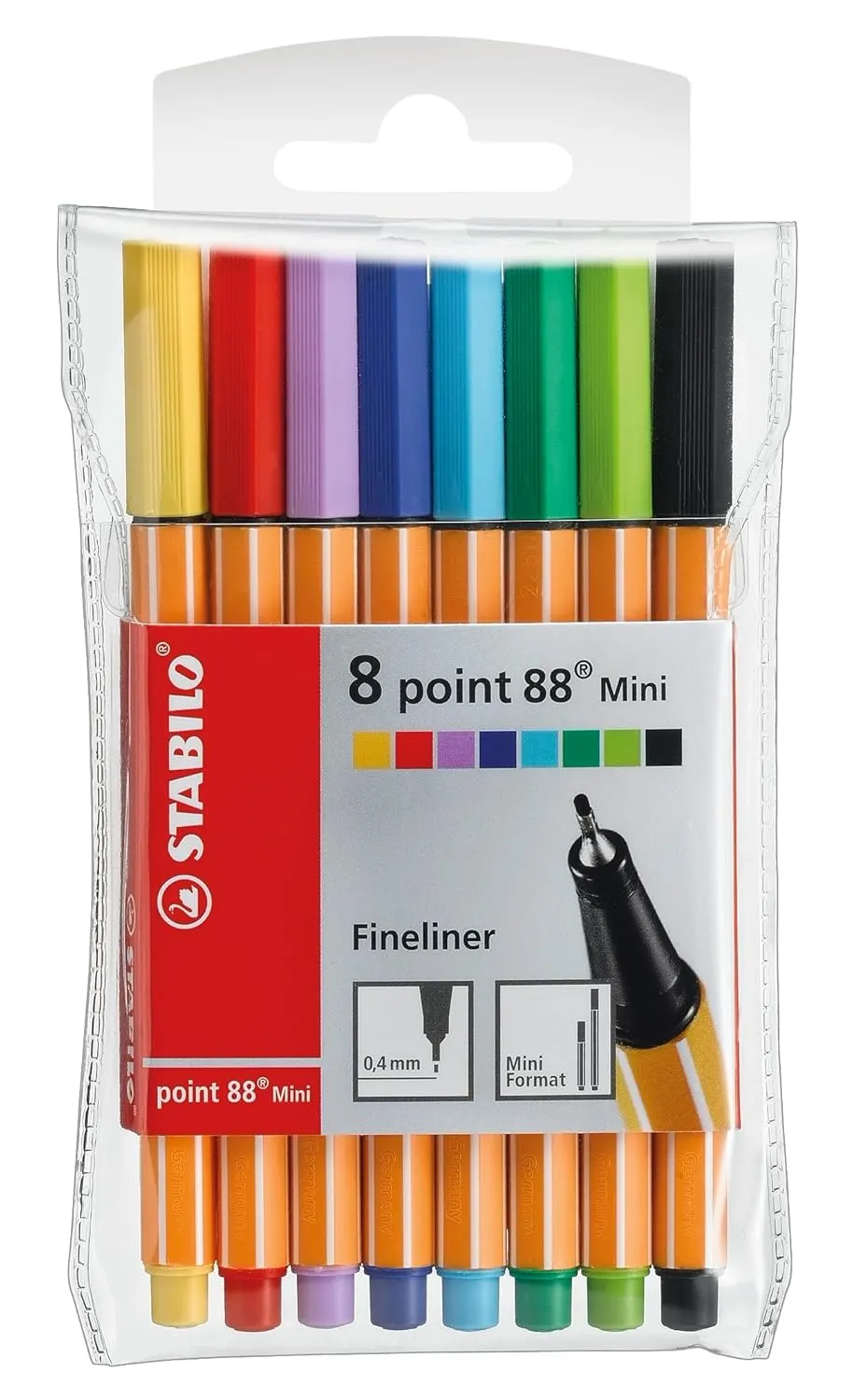 STABILO point 88 Mini - Fineliner - Wallet of 8 (Assorted Colours)