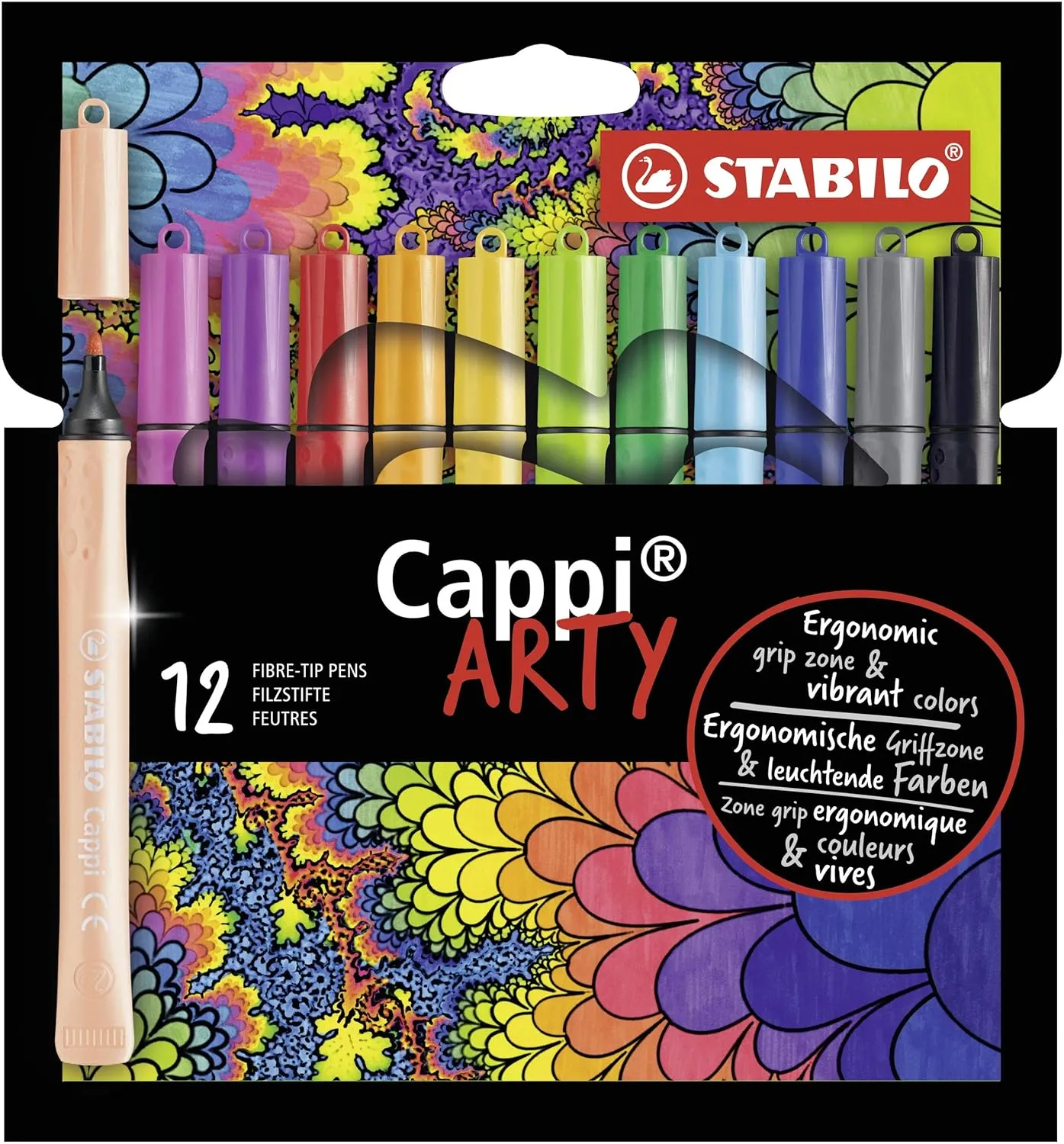 STABILO Felt Tip Pen Cappi Wallet of 12 Assorted Colours