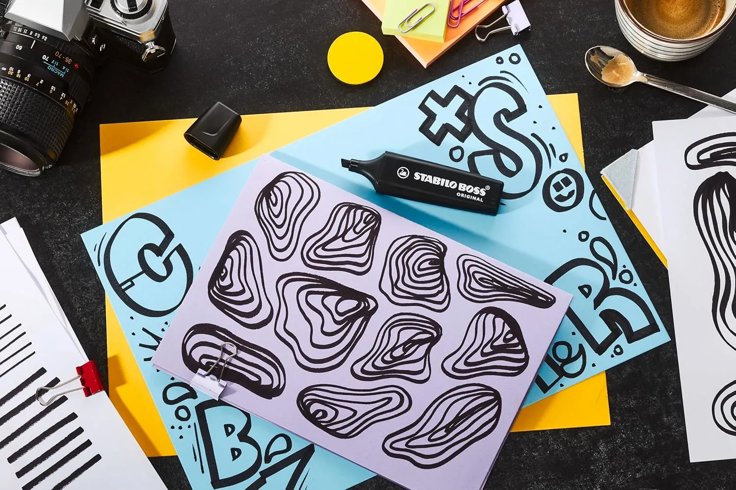STABILO Aesthetic Highlighter Pen Set || BOSS ORIGINAL NatureCOLORS | Pack of 10 | Black Art Marker