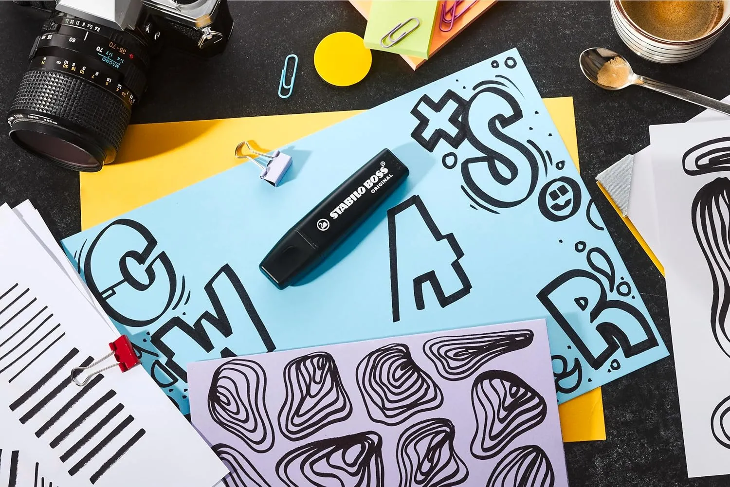 STABILO Aesthetic Highlighter Pen Set || BOSS ORIGINAL NatureCOLORS | Pack of 10 | Black Art Marker