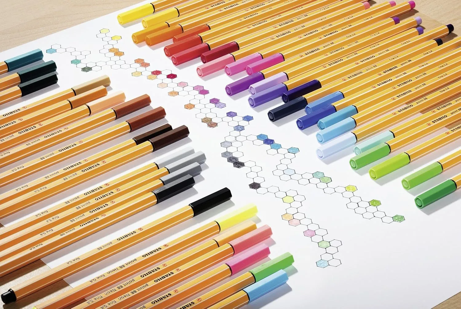 STABILO Fineliner point 88 - Pack of 30 - Assorted Colours including 5 Neon Colours