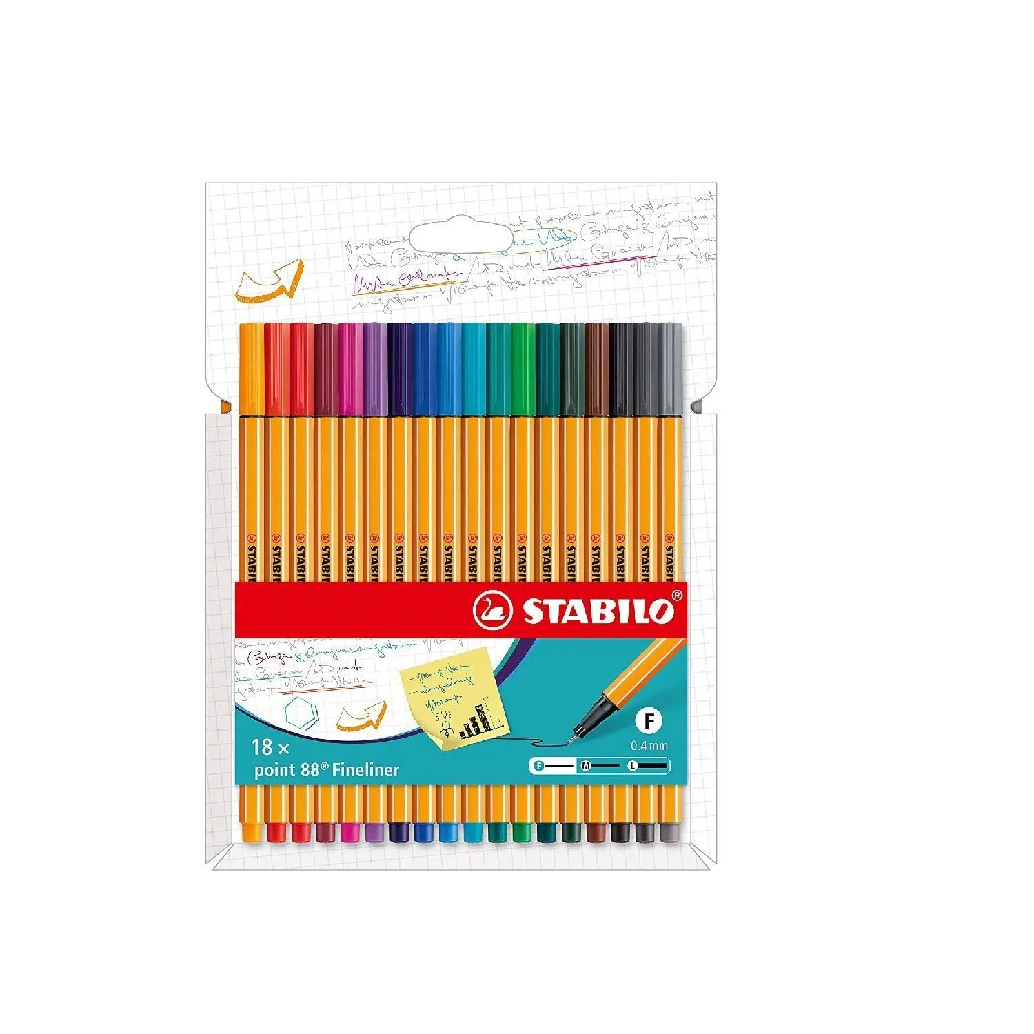 STABILO Fineliner point 88 - Pack of 18 - Assorted Colours
