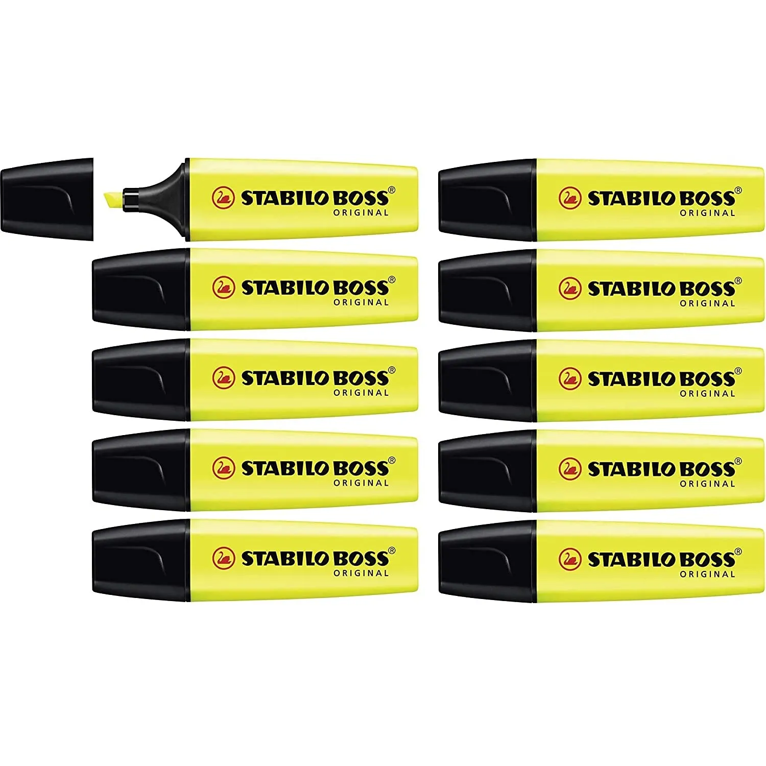 STABILO BOSS Original - Highlighter Pen - Fluorescent Yellow - Pack of 10