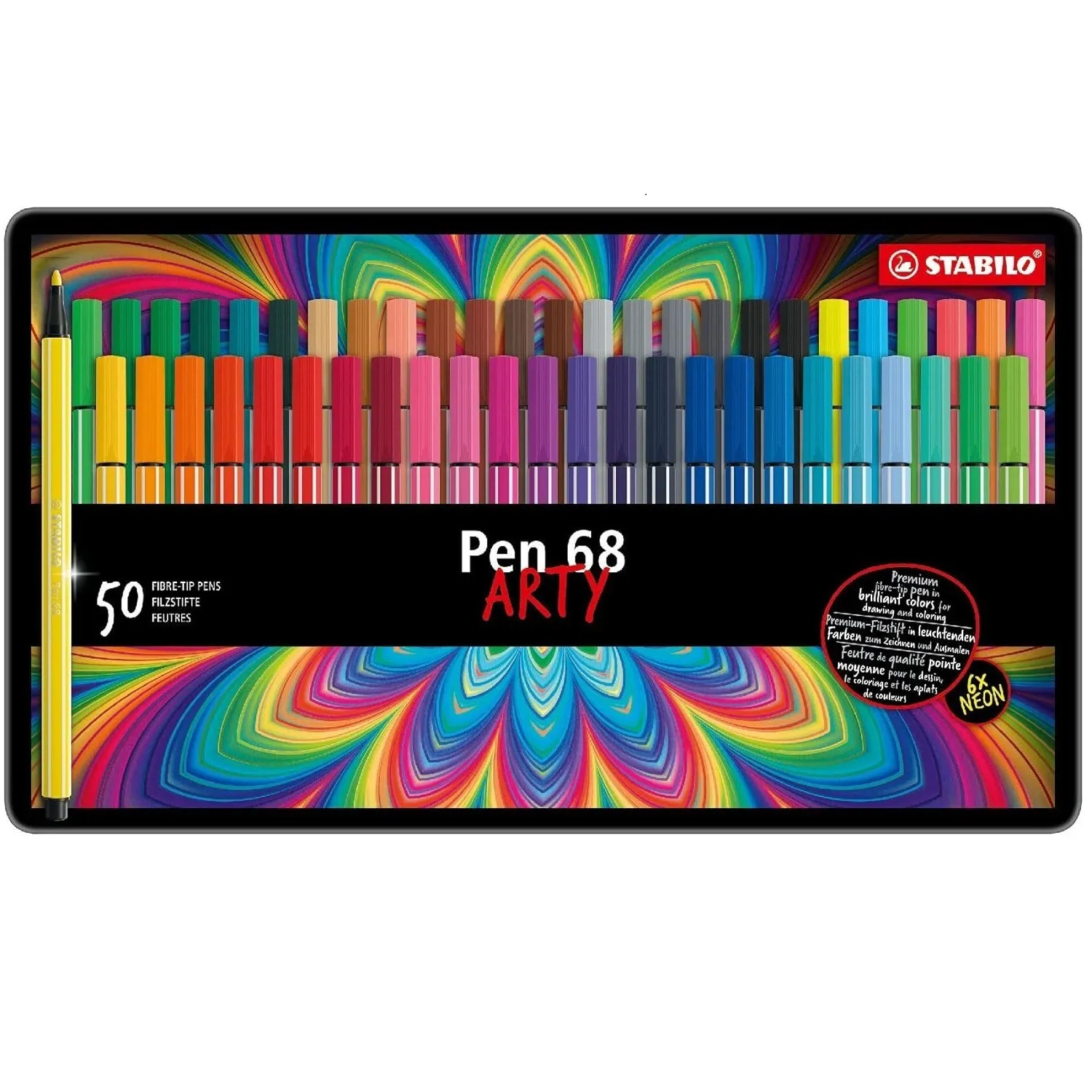 STABILO Pen 68 - Sketch Pen - Premium - Metal Box of 50 colours