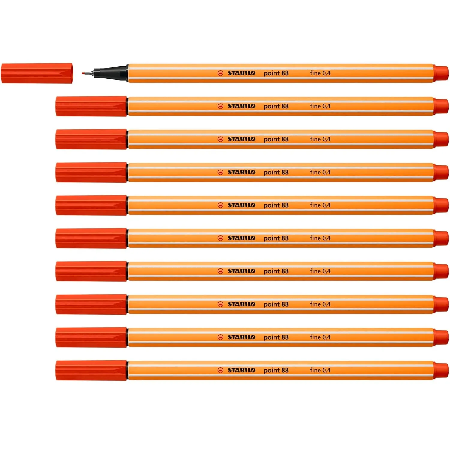 Shop Now - STABILO Point 88 Fineliner Pen, Red, Pack of 10